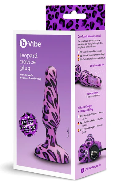 B-Vibe Leopard Novice 4" Vibrating Butt Plug — image 2 of 6