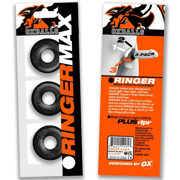 Ringer Max 3 Pc Cockring Set Black — image 4 of 4