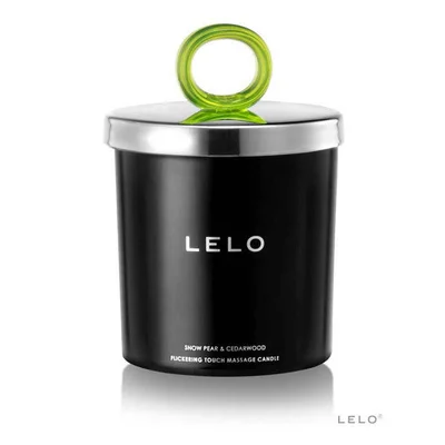 lelo massage candle all natural soy wax luxurious softening long lasting oil snow pear and cedarwood