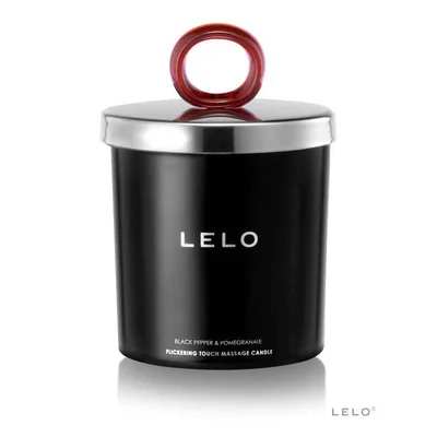 lelo massage candle all natural soy wax luxurious softening long lasting oil black pepper and pomegranate