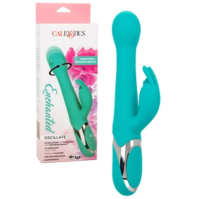 calexotics oscillate 975 thrusting rotating rabbit vibrator with fluttering clitoral teaser