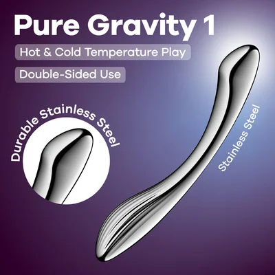 satisfyer pure gravity 1 chrome steel 22 cm dildo