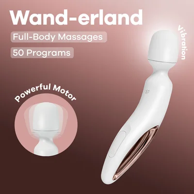 satisfyer wand erland white whiterose gold usb rechargeable massage wand