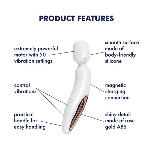 Satisfyer Wand-erland - White - White/Rose Gold USB Rechargeable Massage Wand — image 2 of 10