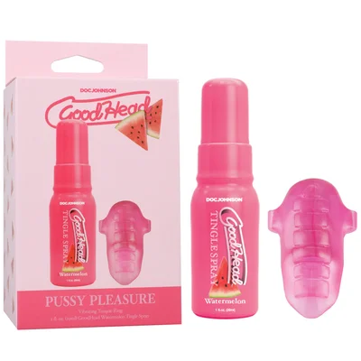 goodhead pussy pleasure party kit watermelon goodhead tingle spray and vibrating tongue ring