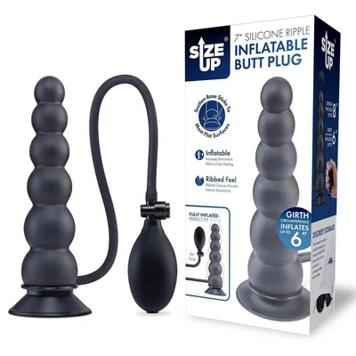 size up 7 inch ripple inflatable butt plug black 203 cm inflatable butt plug