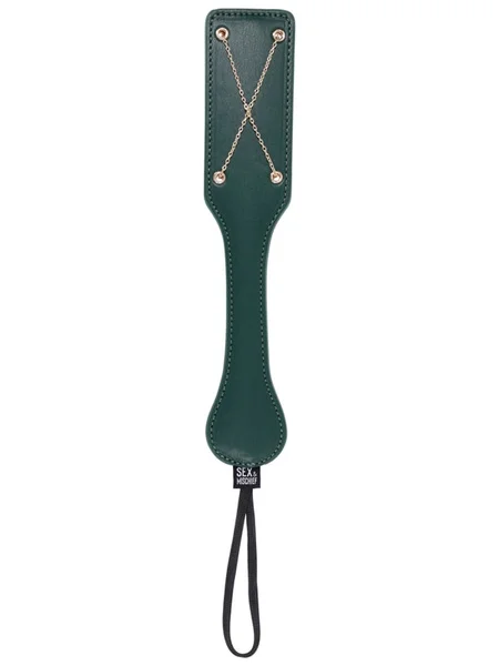 Sex & Mischief Indica Chain Impressions Paddle - Green/Gold Spanking Paddle — image 9 of 10