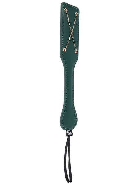 Sex & Mischief Indica Chain Impressions Paddle - Green/Gold Spanking Paddle — image 10 of 10