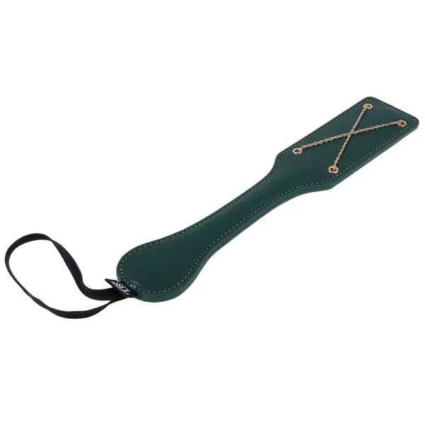 Sex & Mischief Indica Chain Impressions Paddle - Green/Gold Spanking Paddle — image 5 of 10