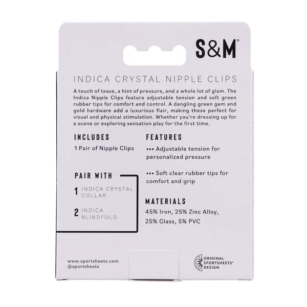 Sex & Mischief Indica Crystal Nipple Clips - Gold Nipple Clips with Emerald Gems — image 9 of 12