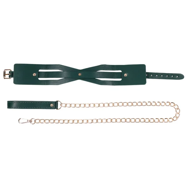 Sex & Mischief Indica Cutout Collar and Leash - Green/Gold Restraint — image 8 of 12