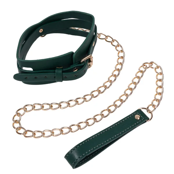 Sex & Mischief Indica Cutout Collar and Leash - Green/Gold Restraint — image 5 of 12