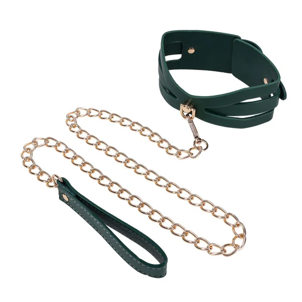 Sex & Mischief Indica Cutout Collar and Leash - Green/Gold Restraint — image 6 of 12
