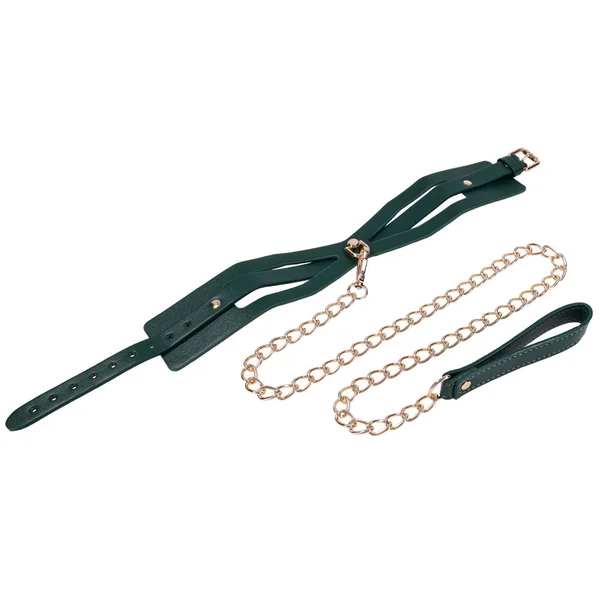 Sex & Mischief Indica Cutout Collar and Leash - Green/Gold Restraint — image 7 of 12