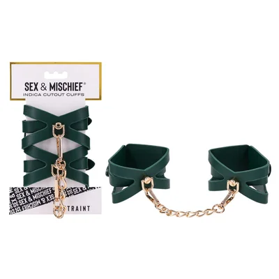 sex mischief indica cutout cuffs greengold restraints