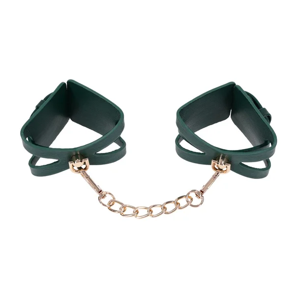Sex & Mischief Indica Cutout Cuffs - Green/Gold Restraints — image 4 of 12