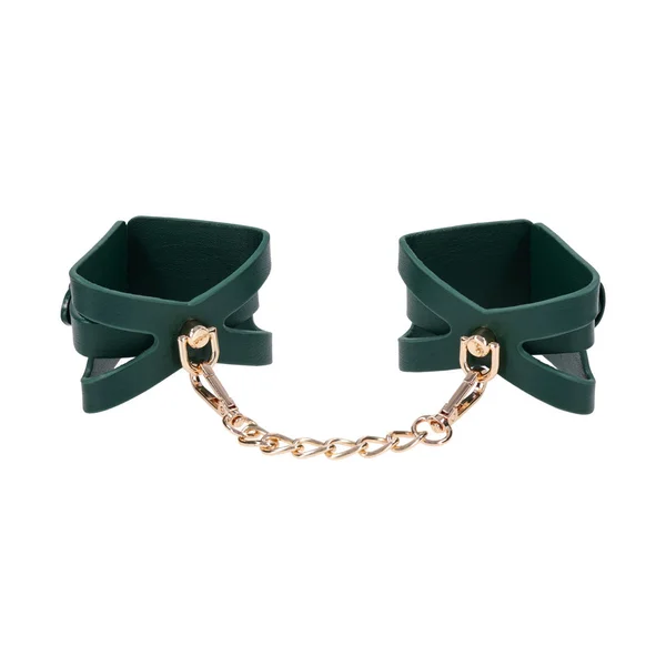 Sex & Mischief Indica Cutout Cuffs - Green/Gold Restraints — image 3 of 12