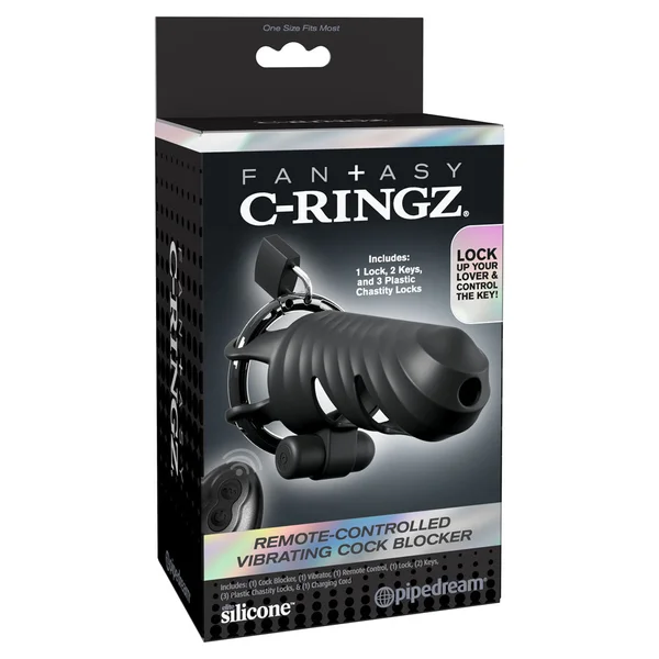 Fantasy C-Ringz Remote-Controlled Vibrating Cock Blocker - Black Vibrating Cock Cage — image 5 of 8