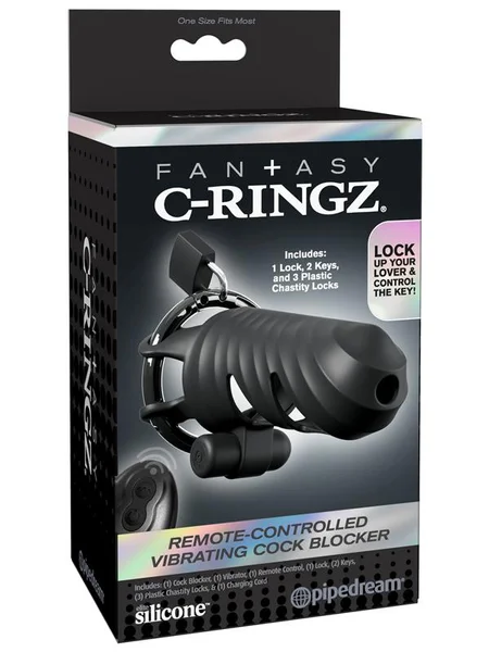 Fantasy C-Ringz Remote-Controlled Vibrating Cock Blocker - Black Vibrating Cock Cage — image 6 of 8
