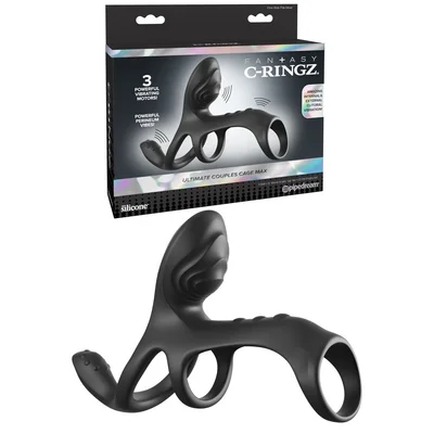 fantasy c ringz ultimate couples cage max black usb rechargeable vibrating cock ring cage