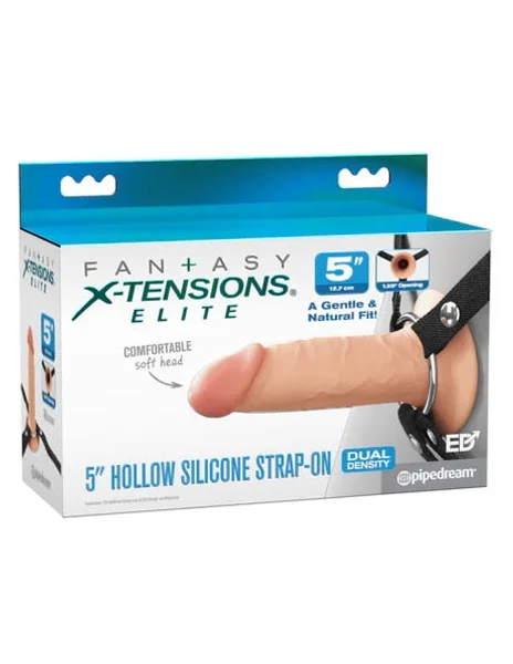 Fantasy X-Tensions Elite 5'' Silicone Hollow Strap-On - Flesh - Flesh 14 cm Hollow Strap-On — image 10 of 12