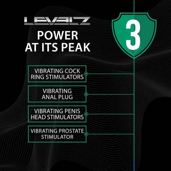 LEVELZ Vibrating & Thrusting TriO Cock Ring with Prostate Stimulator - Black USB Rechargeable Vibrating Cock Ring with Thrusting Prostate Plug — image 6 of 8
