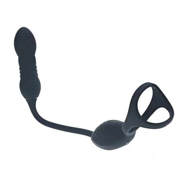 LEVELZ Vibrating & Thrusting TriO Cock Ring with Prostate Stimulator - Black USB Rechargeable Vibrating Cock Ring with Thrusting Prostate Plug — image 3 of 8