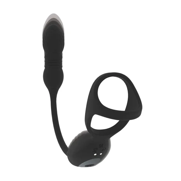 LEVELZ Vibrating & Thrusting TriO Cock Ring with Prostate Stimulator - Black USB Rechargeable Vibrating Cock Ring with Thrusting Prostate Plug — image 4 of 8