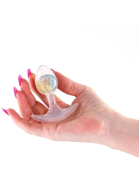 Glams Cosmic - Small - Rainbow - Clear/Rainbow 8.1 cm Small Butt Plug — image 7 of 8
