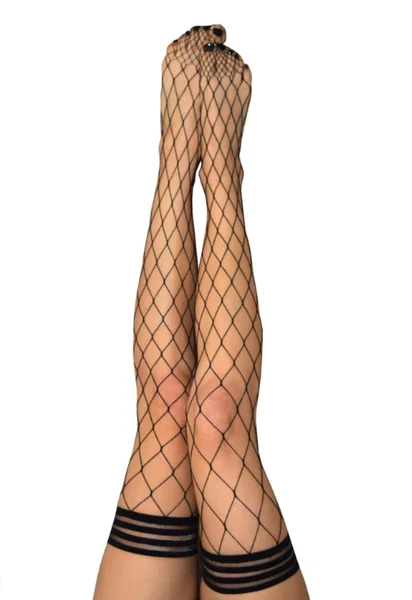 Kixies MICHELLE Large Diamond Black Fishnet Thigh Highs - Black - Size C — image 3 of 3