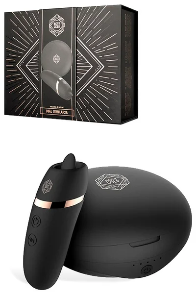 Rosy Gold 2 In 1 3.7" Licking Clitoral Vibrator With Charging Case — image 7 of 18