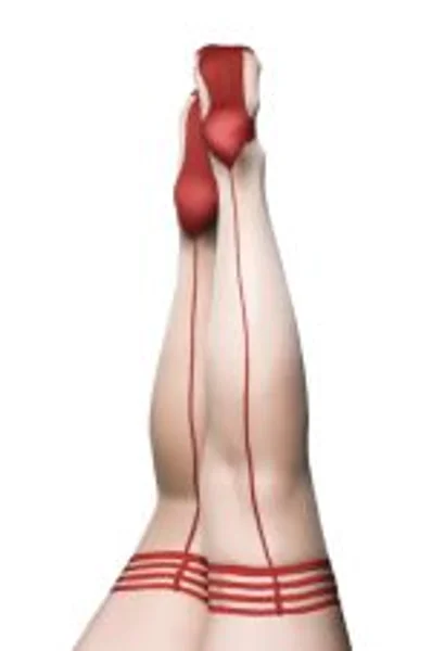 Kixies WHITNEY Nude/Red Seam Thigh Highs - Nude/Red - Size D — image 2 of 3