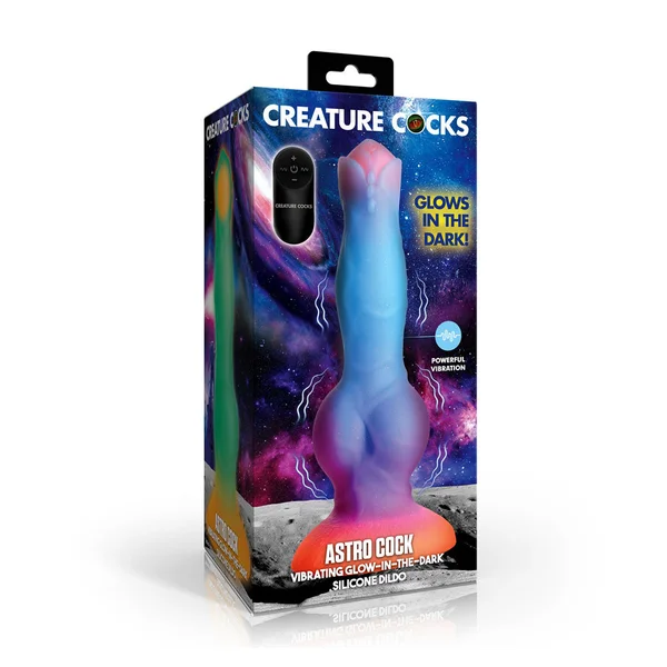 Creature Cocks Astro Cock - Glow In Dark 20.6 cm Vibrating Fantasy Dildo with Remote — image 7 of 7
