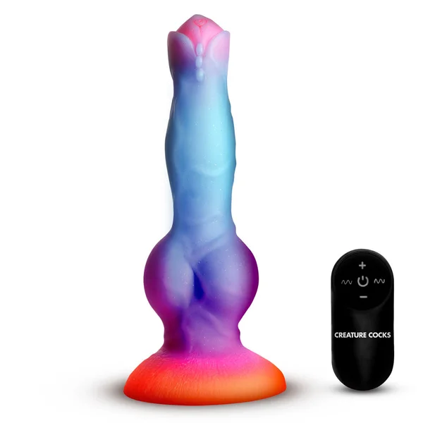 Creature Cocks Astro Cock - Glow In Dark 20.6 cm Vibrating Fantasy Dildo with Remote — image 6 of 7