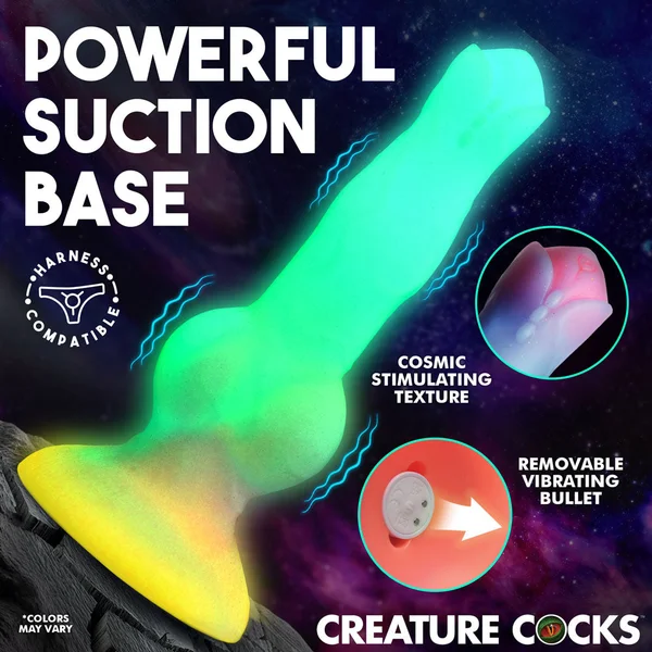Creature Cocks Astro Cock - Glow In Dark 20.6 cm Vibrating Fantasy Dildo with Remote — image 4 of 7