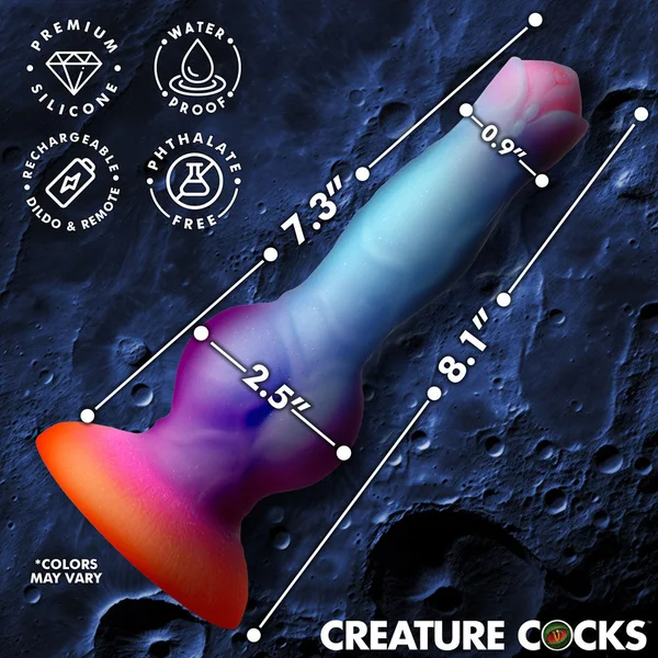 Creature Cocks Astro Cock - Glow In Dark 20.6 cm Vibrating Fantasy Dildo with Remote — image 5 of 7