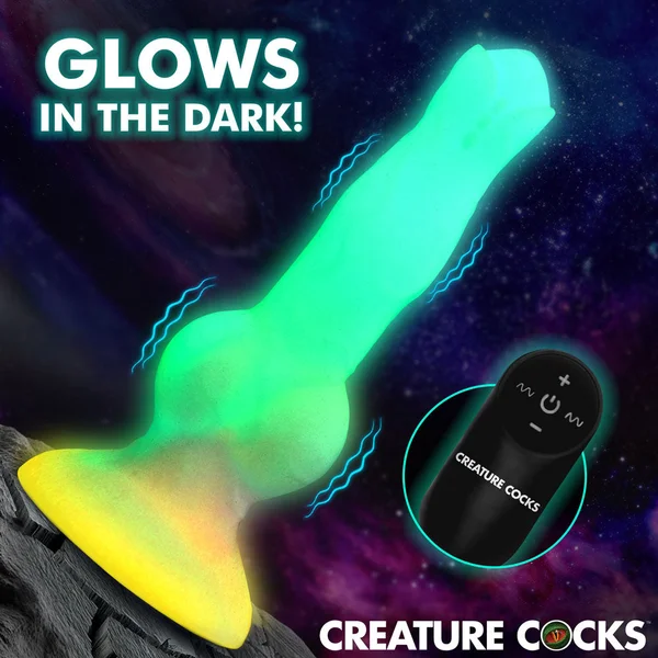 Creature Cocks Astro Cock - Glow In Dark 20.6 cm Vibrating Fantasy Dildo with Remote — image 2 of 7