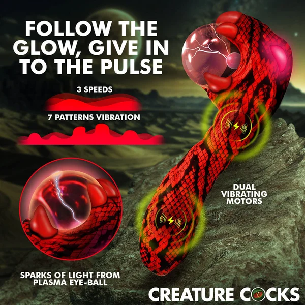 Creature Cocks Cobra - Red 18.5 cm USB Rechargeable Fantasy Vibrator with Plasma Ball — image 4 of 11