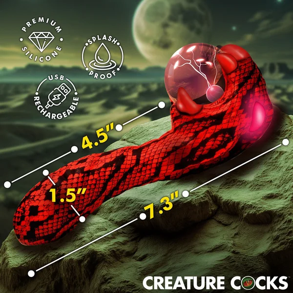 Creature Cocks Cobra - Red 18.5 cm USB Rechargeable Fantasy Vibrator with Plasma Ball — image 6 of 11