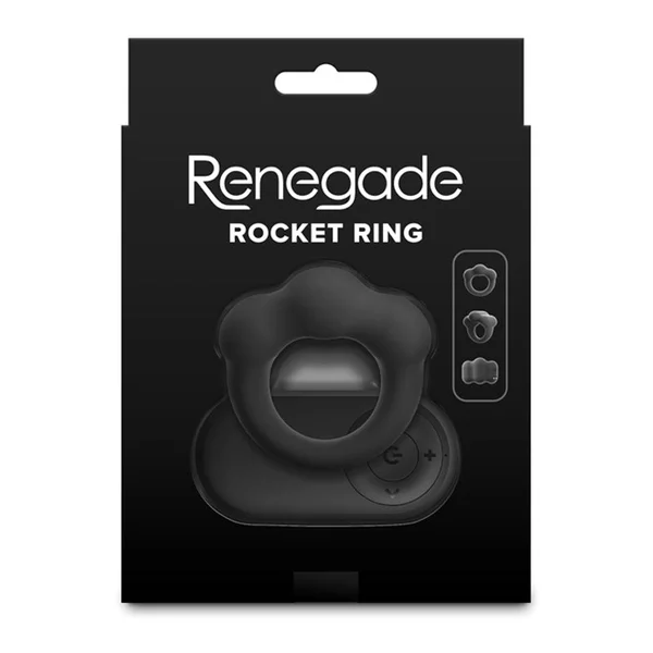 Renegade Rocket Ring - Black - Black USB Rechargeable Vibrating Cock Ring with Wireless Remote — image 3 of 7