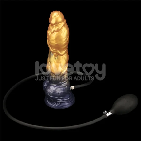 Aerosx 10 Inch Dual Density Inflatable Dildo - Gold/Blue 33 cm Inflatable Fantasy Dildo — image 8 of 9