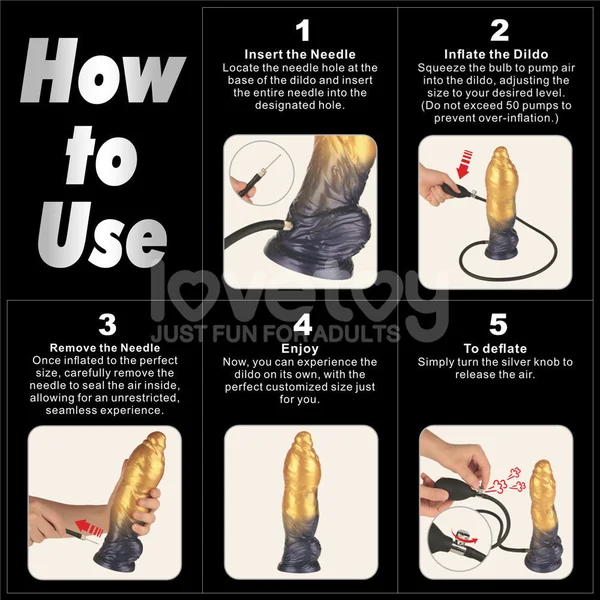 Aerosx 10 Inch Dual Density Inflatable Dildo - Gold/Blue 33 cm Inflatable Fantasy Dildo — image 4 of 9