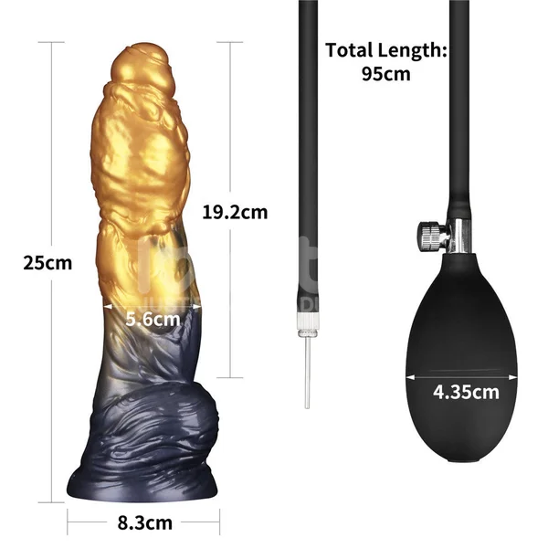 Aerosx 10 Inch Dual Density Inflatable Dildo - Gold/Blue 33 cm Inflatable Fantasy Dildo — image 9 of 9