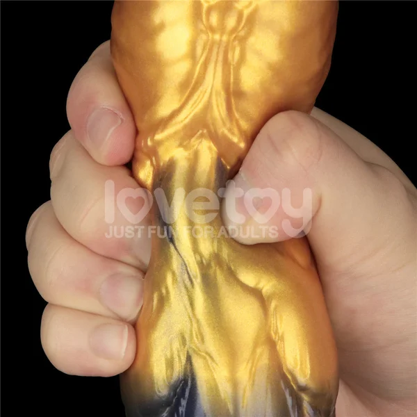 Aerosx 10 Inch Dual Density Inflatable Dildo - Gold/Blue 33 cm Inflatable Fantasy Dildo — image 7 of 9