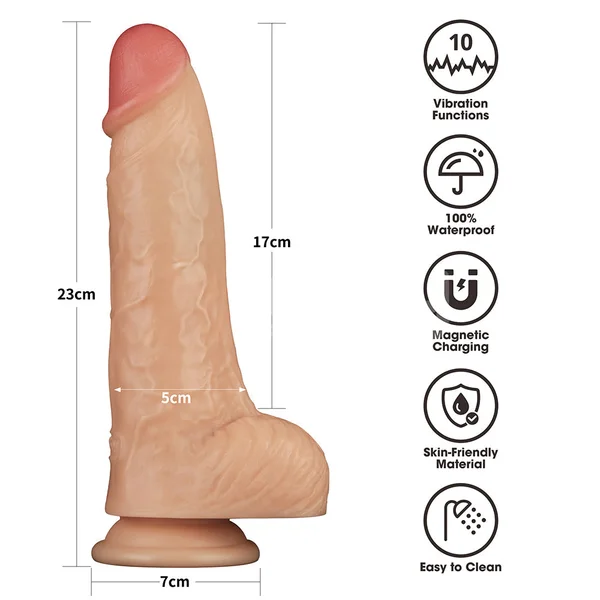 9 Inch Power Basics - Flesh 23 cm USB Rechargeable Vibrating Dong — image 8 of 9