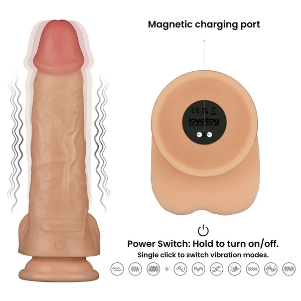 9 Inch Power Basics - Flesh 23 cm USB Rechargeable Vibrating Dong — image 3 of 9