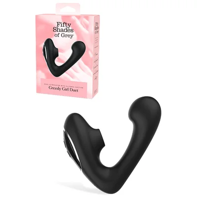 fifty shades greedy girl duet 46 dual stimulator with clitoral suction come hither g spot waves