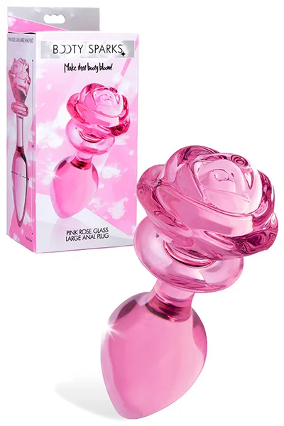Booty Sparks Pink Rose 3.8" Glass Butt Plug | Large — image 9 of 12