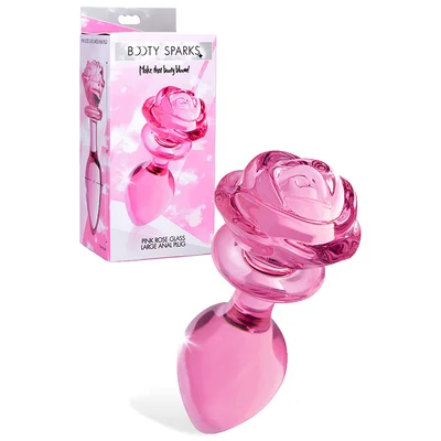 booty sparks pink rose 38 glass butt plug large