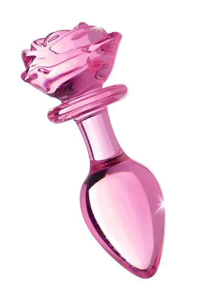 Booty Sparks Pink Rose 3.8" Glass Butt Plug | Large — image 3 of 4